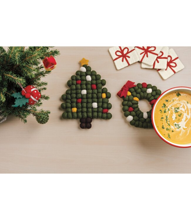 Wreath Christmas Felt Wool Trivet