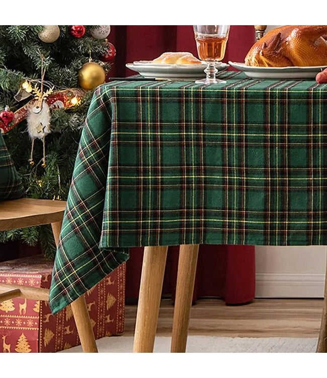 Classic Green Tartan Festive Tablecloth