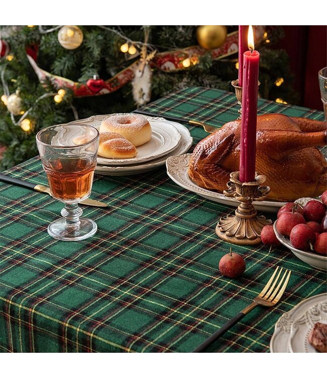 Classic Green Tartan Festive Tablecloth