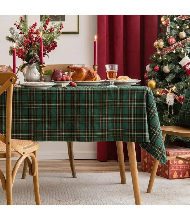 Classic Green Tartan Festive Tablecloth