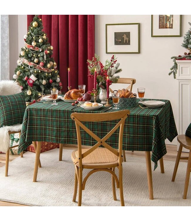 Classic Green Tartan Festive Tablecloth