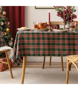 Classic Red and Green Tartan Festive Tablecloth