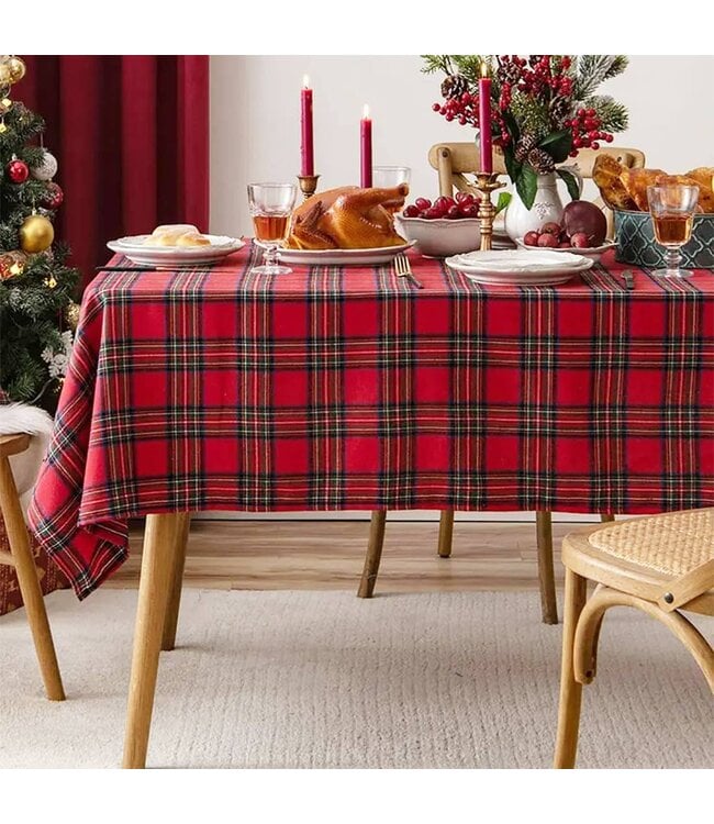 Red Classic Tartan Festive Tablecloth