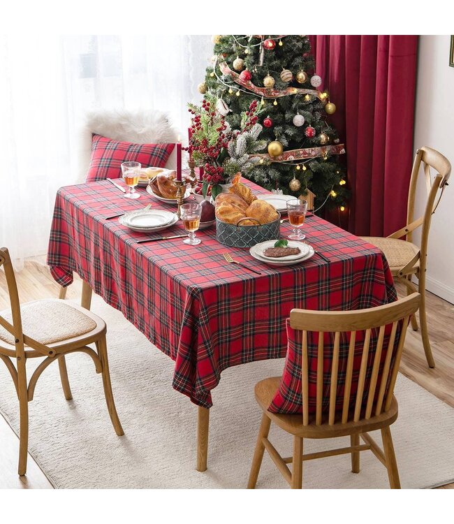 Red Classic Tartan Festive Tablecloth