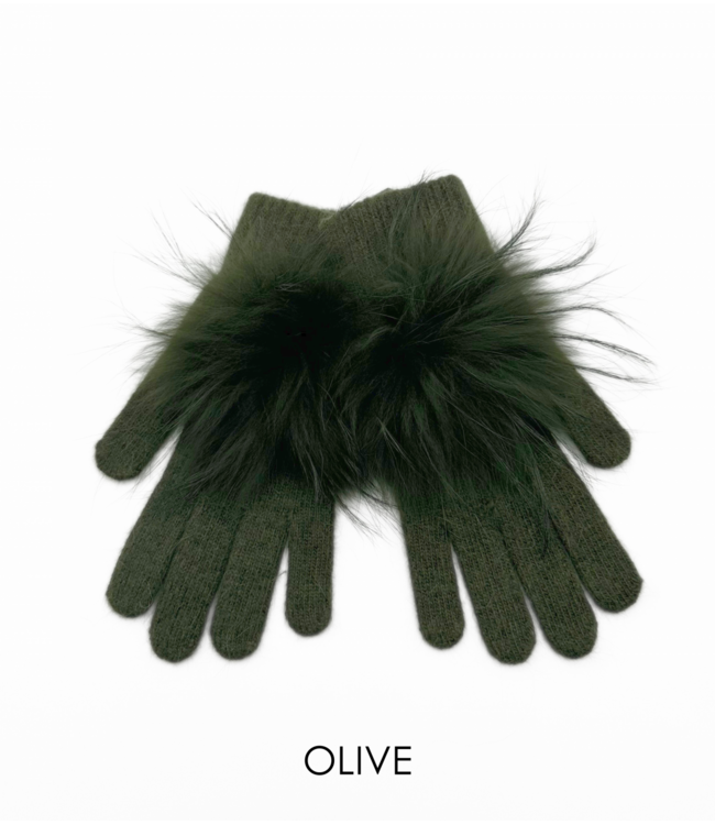 Linda Richards Angora Pom Pom Gloves