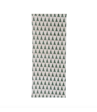 Stonewashed Cotton Printed Table Runner - Christmas Trees
