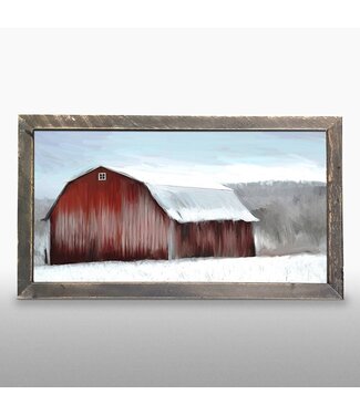 Barn- Red with Snow - Horizontal