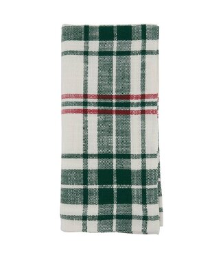White and Green Plaid Cotton Cloth Napkin