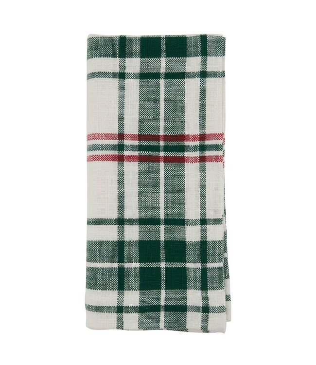 White and Green Plaid Cotton Cloth Napkin