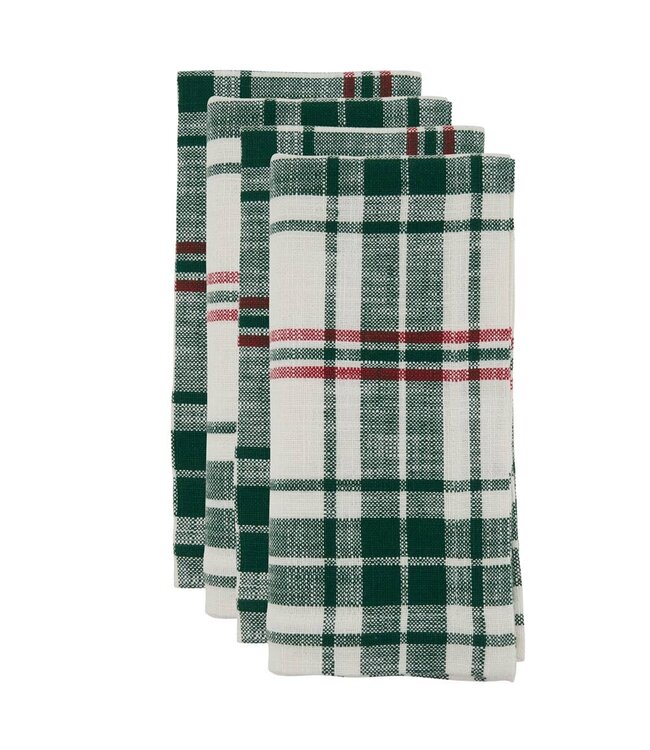 White and Green Plaid Cotton Cloth Napkin