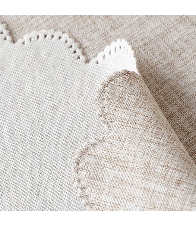 Natural Scalloped Border Wrinkle-Free Tablecloth - 56"x88"