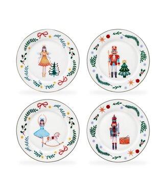 Assorted Nutcracker Wonderland 8" Salad Plates - Set of 4