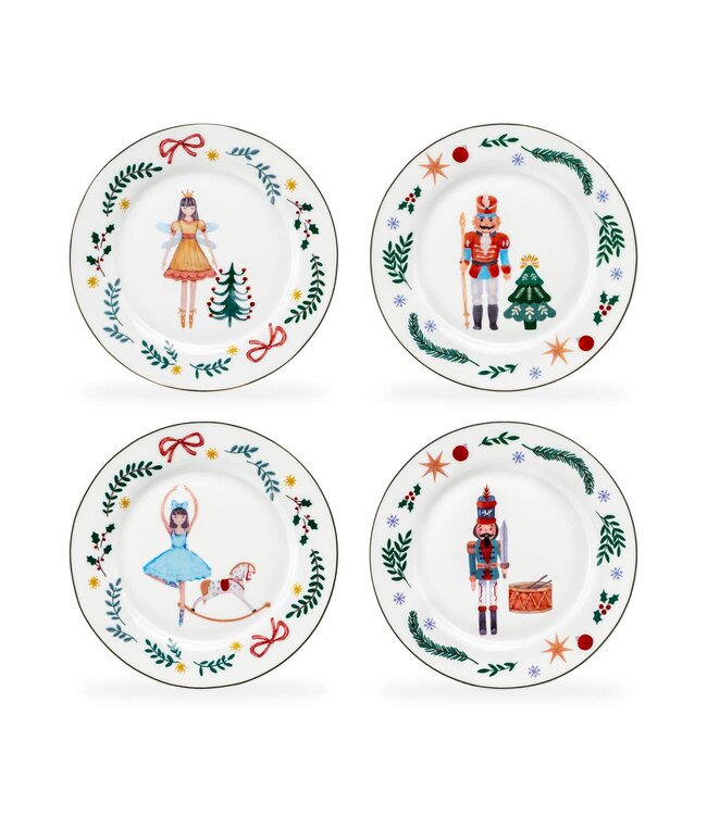 Assorted Nutcracker Wonderland 8" Salad Plates - Set of 4