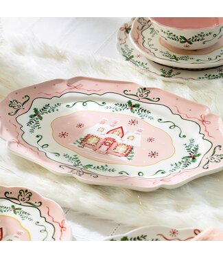 Christmas House Pink 14.5" Serving Platter