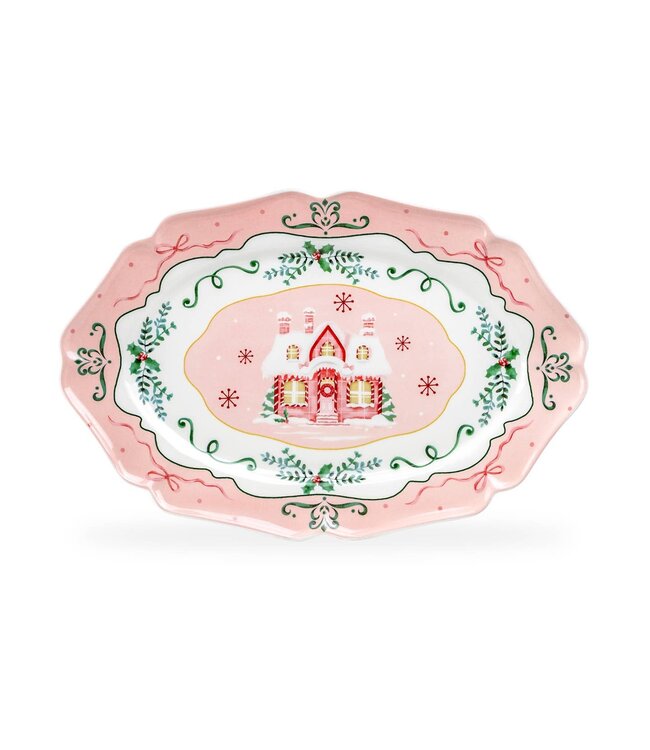 Christmas House Pink 14.5" Serving Platter