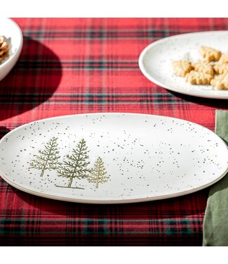 Winter Pine Trees 12" Oval Platter