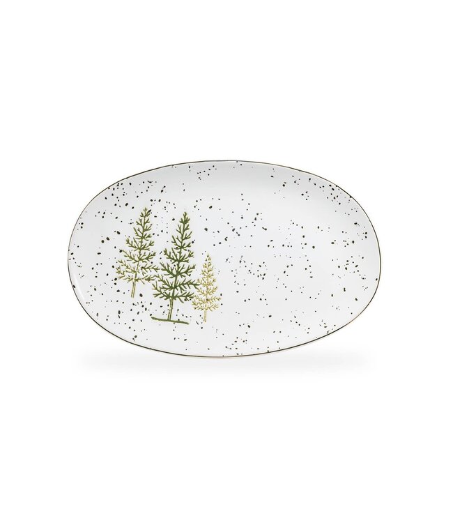 Winter Pine Trees 12" Oval Platter