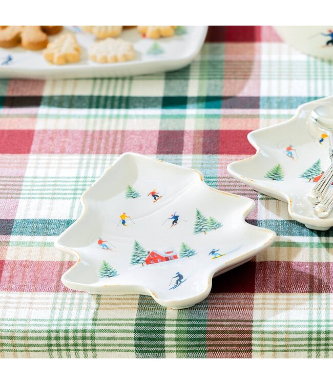 Winter Ski Slope Tree 7" Shape Tray