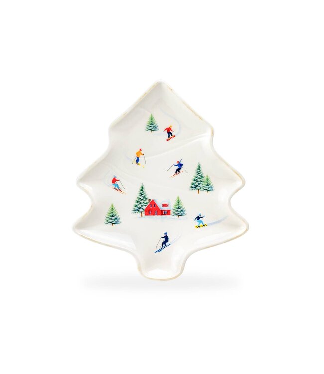 Winter Ski Slope Tree 7" Shape Tray