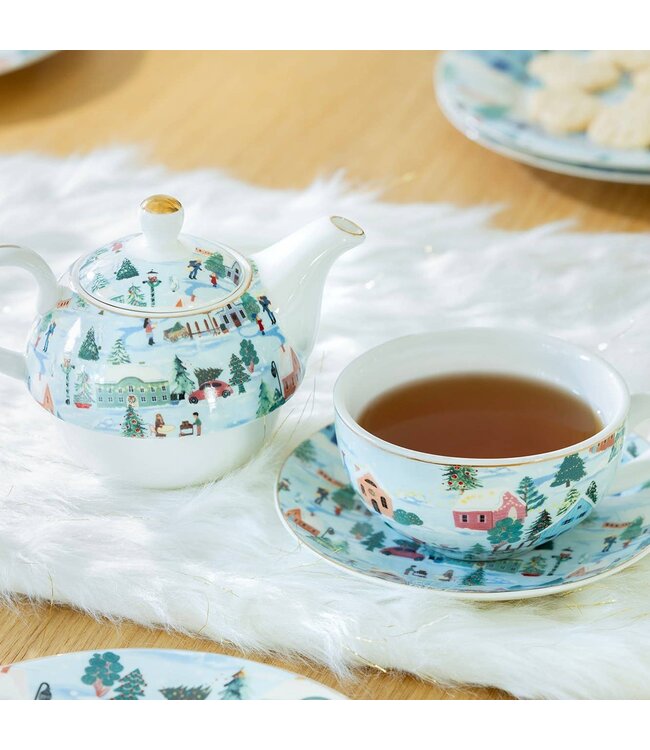 Christmas Village Fine Porcelain Tea For One Set