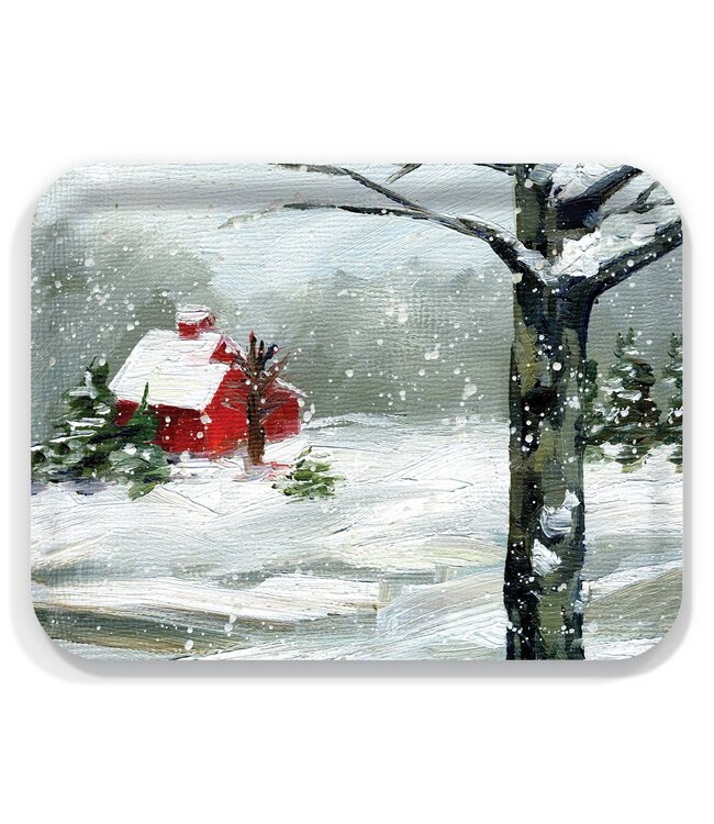 Snowy Barn Winter- Serving Tray