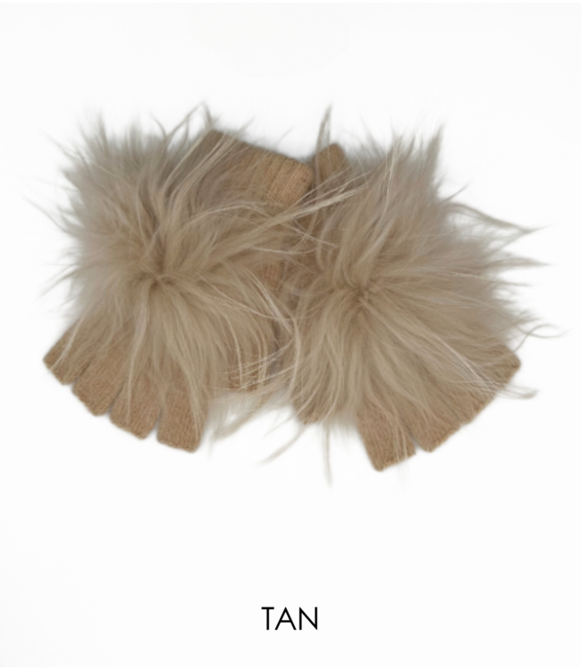 Linda Richards Angora Pom Pom Fingerless Gloves