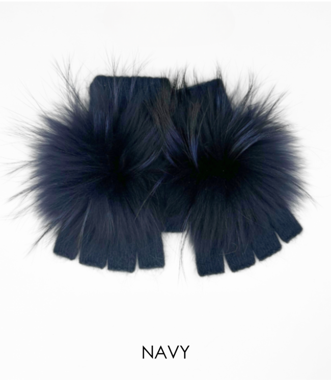 Linda Richards Angora Pom Pom Fingerless Gloves
