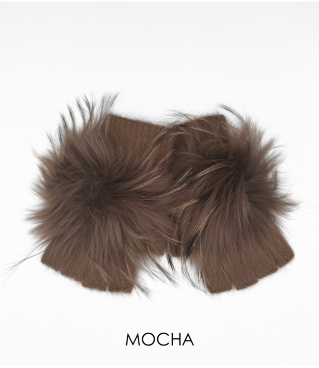 Linda Richards Angora Pom Pom Fingerless Gloves