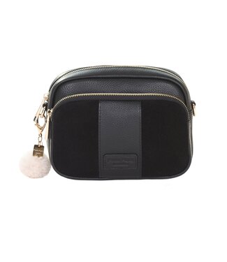 Pom Pom London The Original Suede & Leather Bag - Black