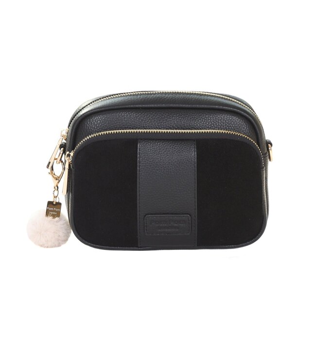 Pom Pom London The Original Suede & Leather Bag - Black