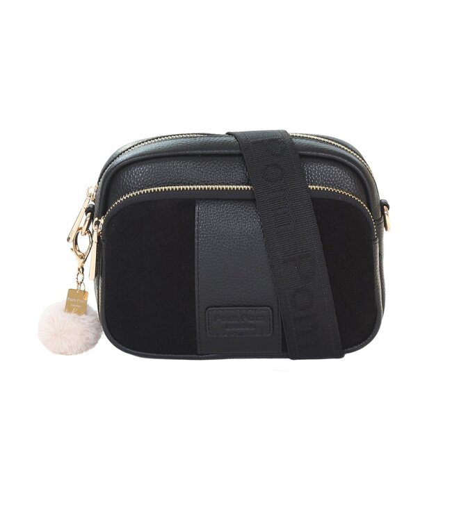 Pom Pom London The Original Suede & Leather Bag - Black