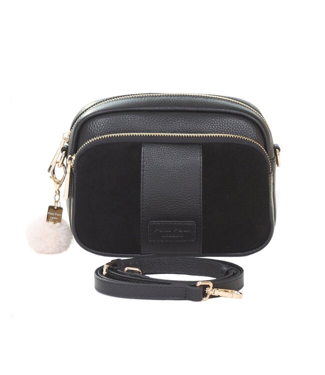 Pom Pom London The Original Suede & Leather Bag - Black