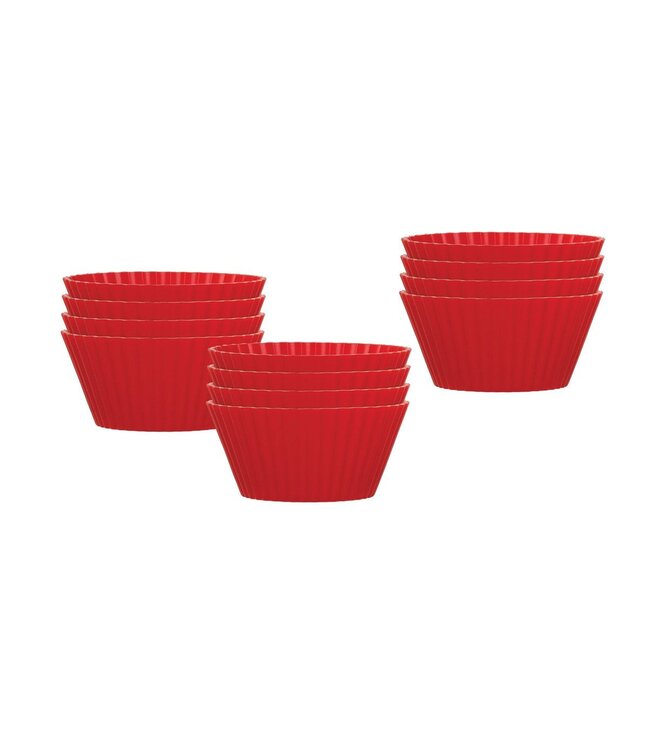 HIC Harold Import Company Mrs. Anderson's Baking Silicone Muffin Cups Red, Set of 12