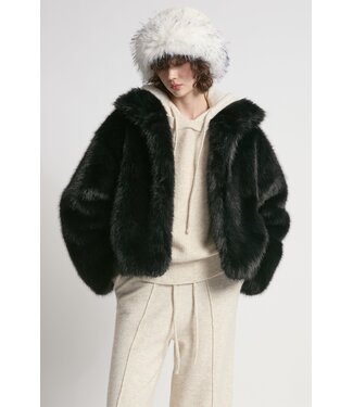 Common Knit Sacha Fur Jacket - Black