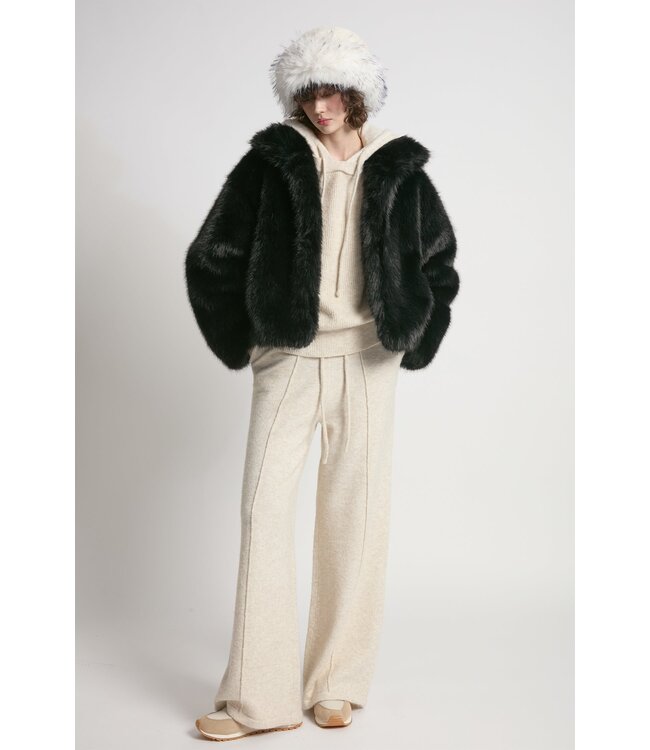 Common Knit Sacha Fur Jacket - Black