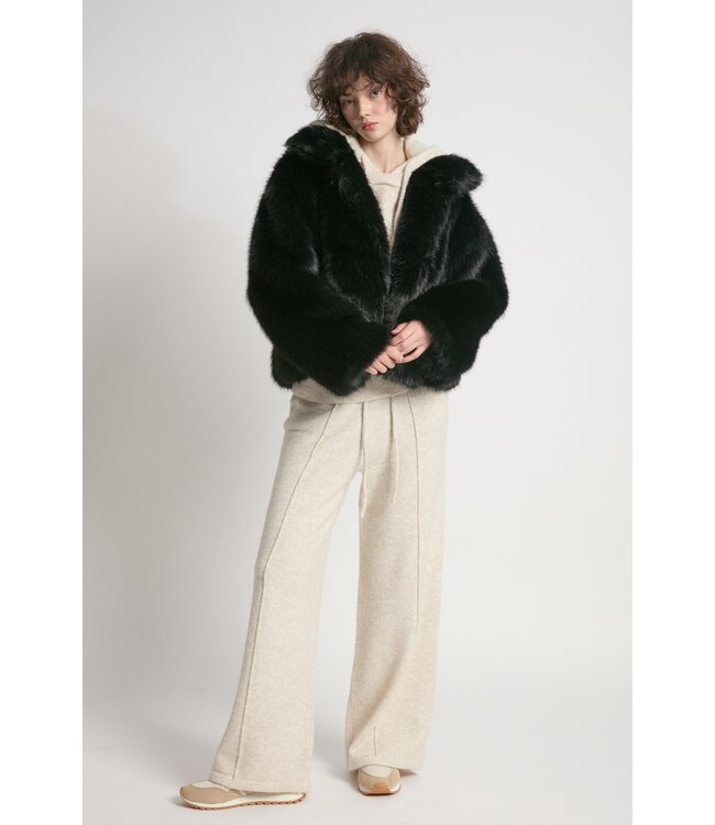 Common Knit Sacha Fur Jacket - Black