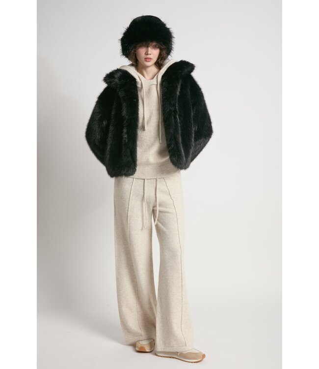 Common Knit Sacha Fur Jacket - Black
