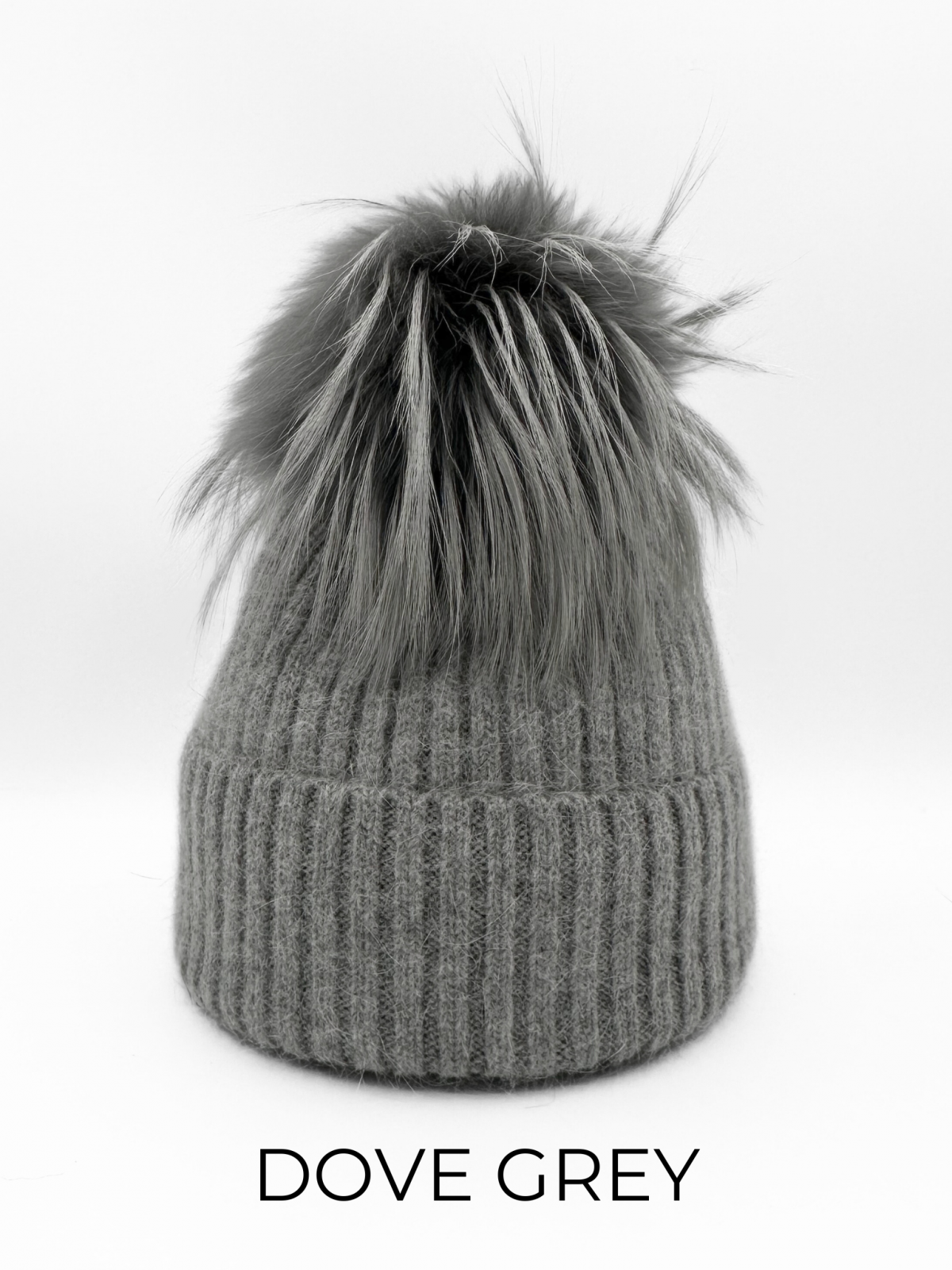 NEW LINDA RICHARDS women\'s ski angora wool pom hat in dove grey Hats | Luxe Designer Hats by Helen Kaminski and Linda  main image 4