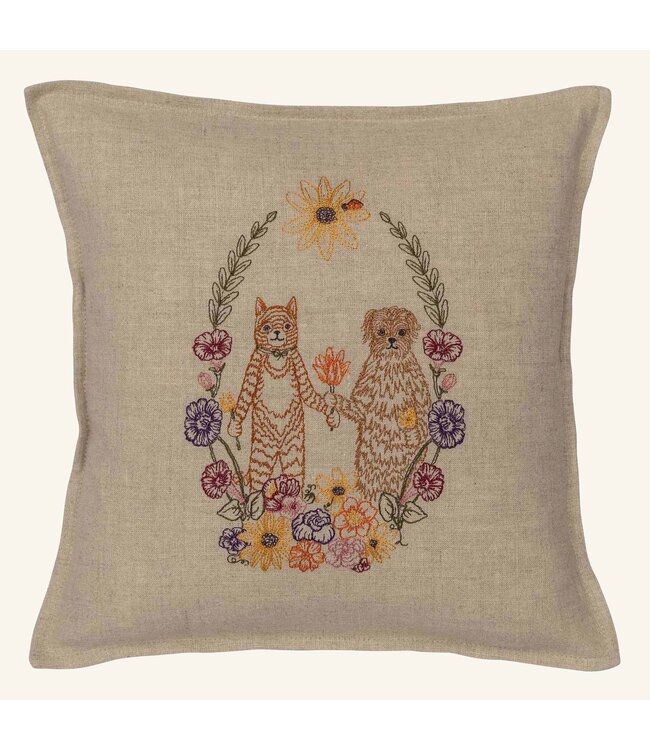 Coral & Tusk Pillow Cover + Insert - Cat and Dog Friends Garland