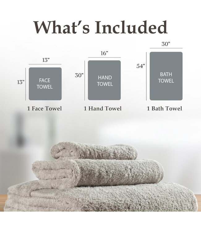 100% Organic Cotton Bath Towel Set – 3 PC Set