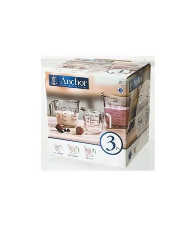 HIC Harold Import Company Anchor Hocking Measuring Cup Set, 3-Piece