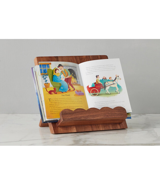 Scalloped Wood Book Stand - Natural