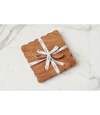 Square Scalloped Cheese Board with Spreader - Small