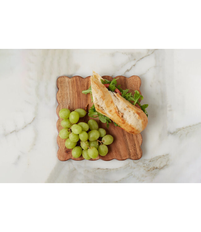 Square Scalloped Cheese Board with Spreader - Small