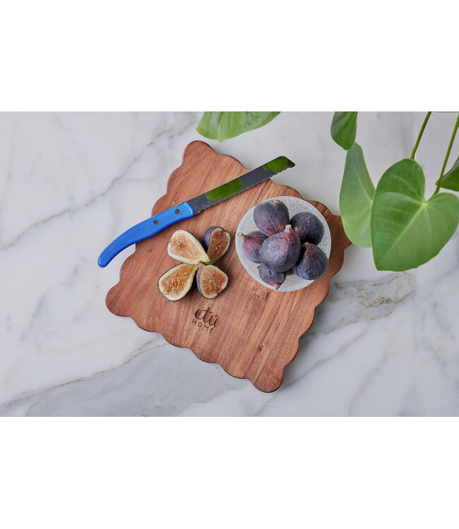 Square Scalloped Cheese Board with Spreader - Small