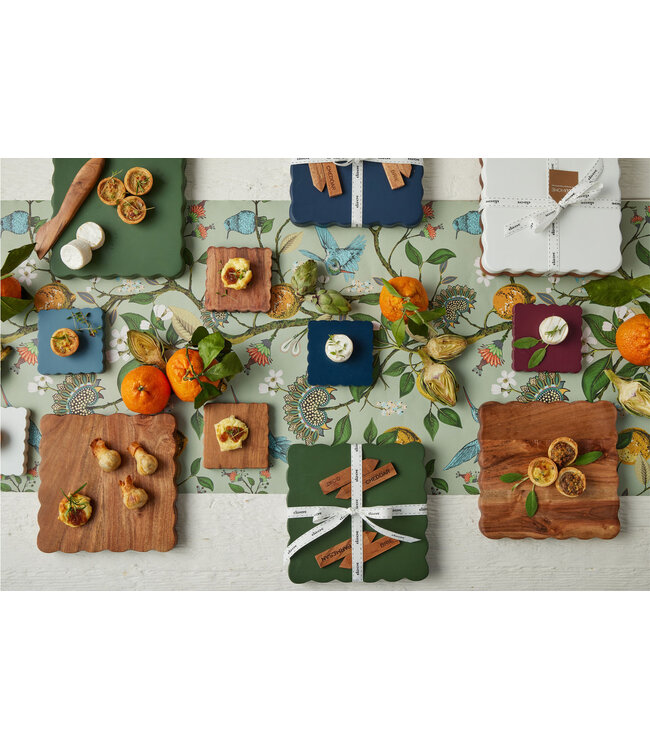 Square Scalloped Cheese Board with Spreader - Small
