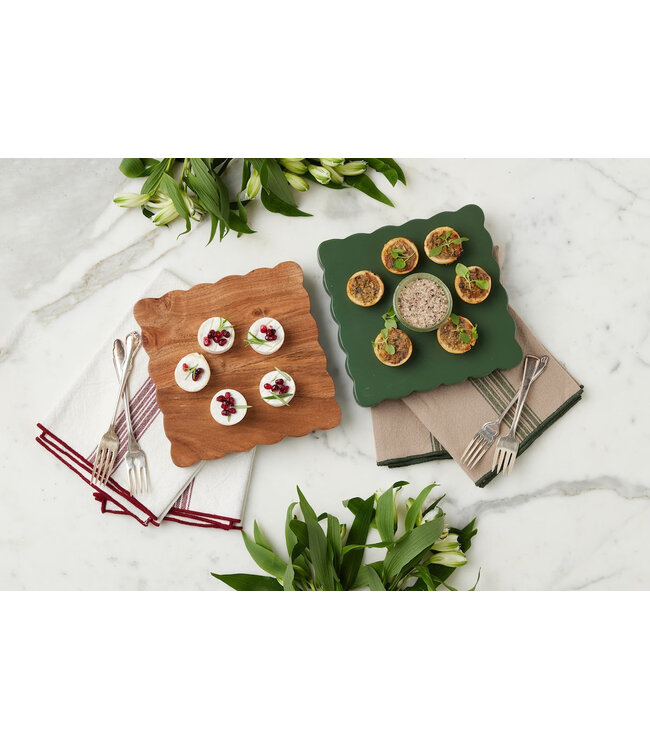 Square Scalloped Cheese Board with Spreader - Small