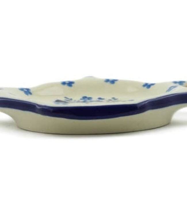 Polmedia Polish Pottery Tea Bag or Lemon Plate 5" Blue Spring