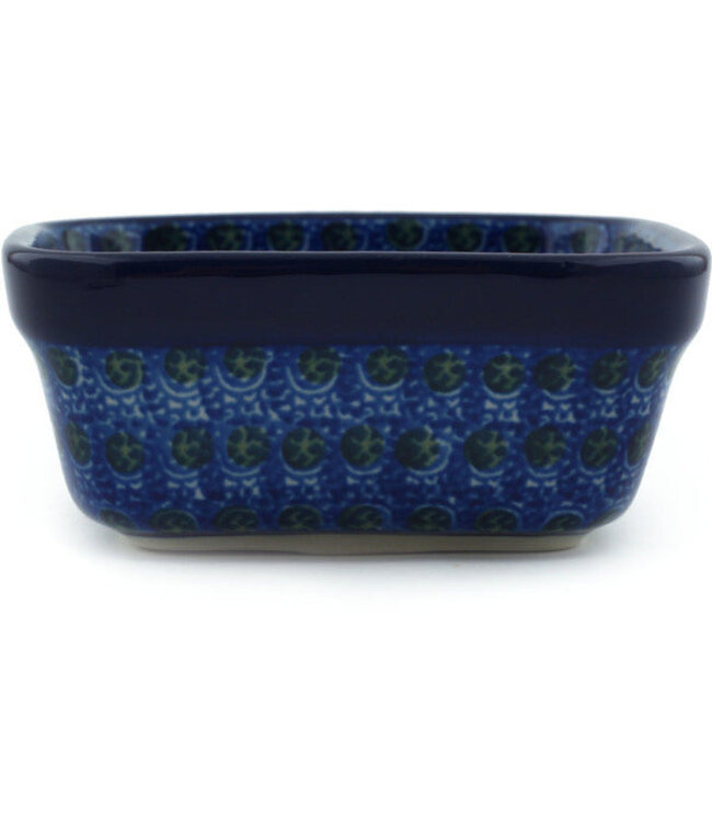 Polmedia Polish Pottery Square Bowl 4" Blue Poppies