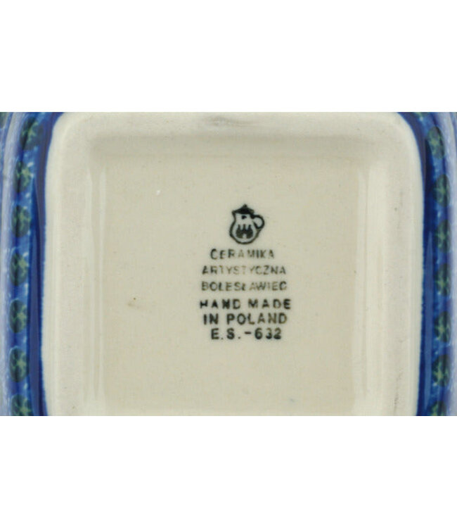 Polmedia Polish Pottery Square Bowl 4" Blue Poppies